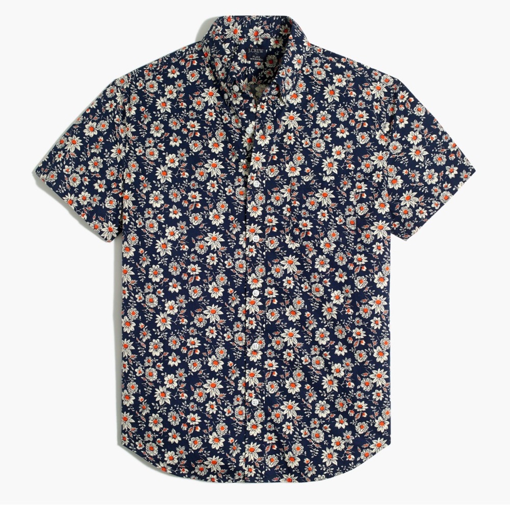 J. Crew Men's Slim Flex floral print shirt sz L